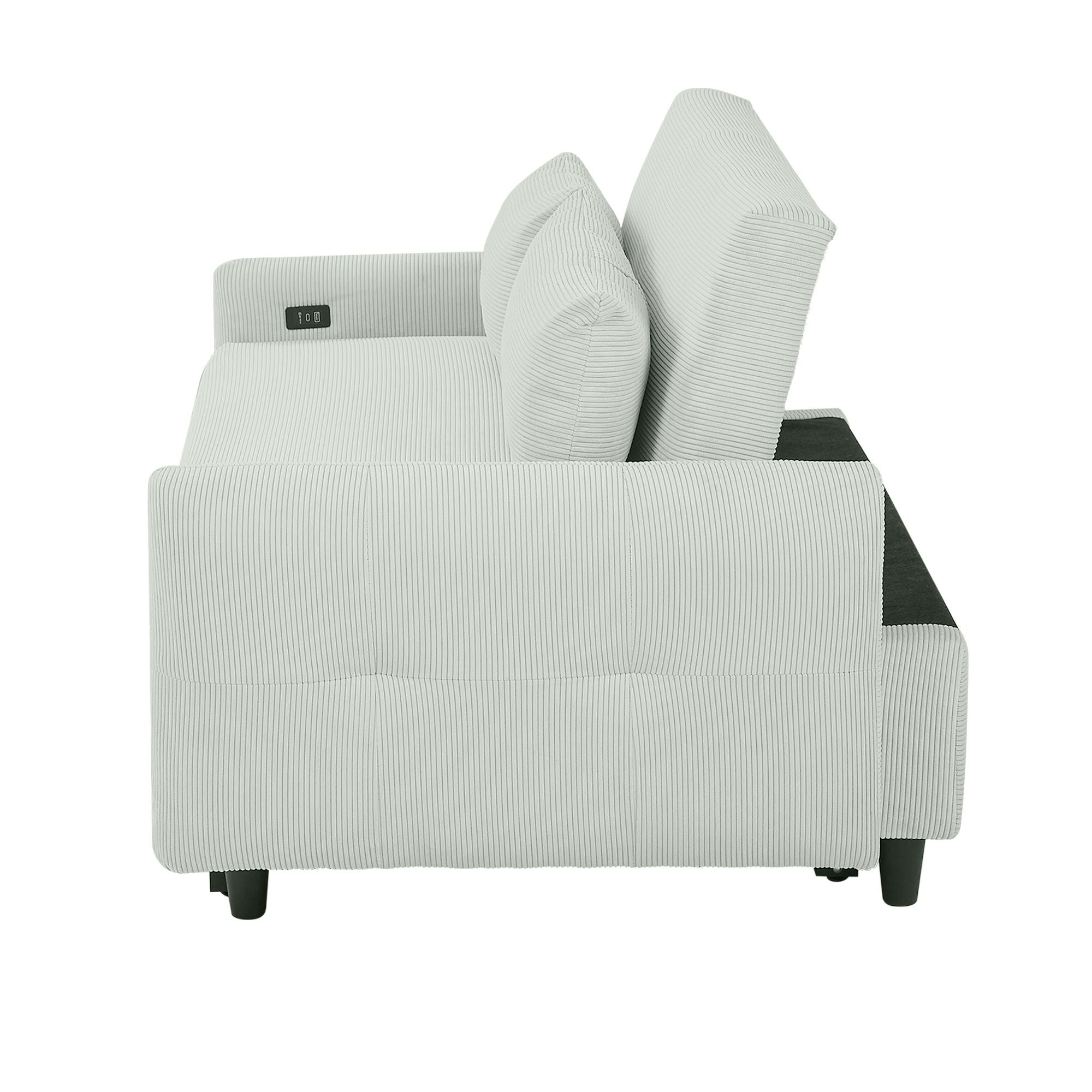 Pull-Out 2 Seat Modern Sleeper Sofa With 2 Throw Pillows And USB Ports by HouseOfZazla