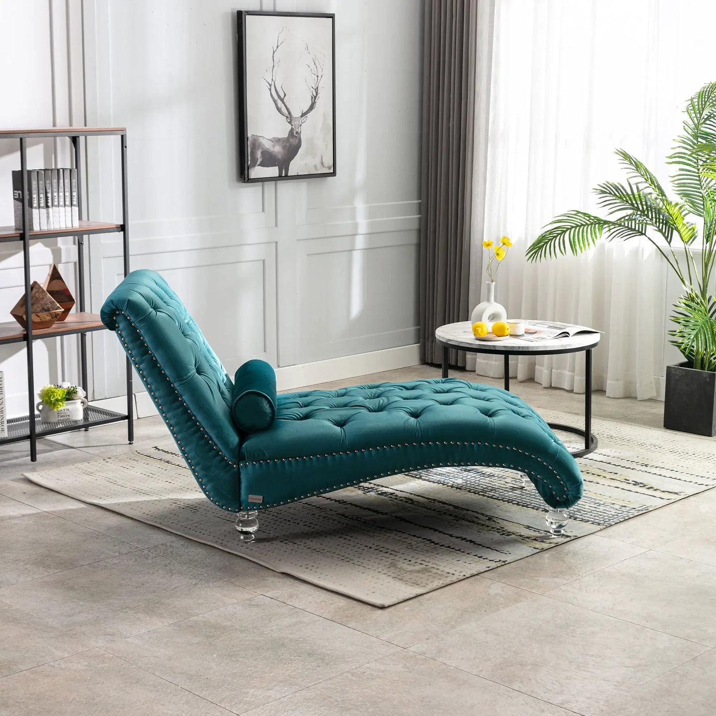 Chaise Lounge Indoor, Button Tufted Upholstered Chaise Lounge Chair With Pillow by Unique Piece Furniture