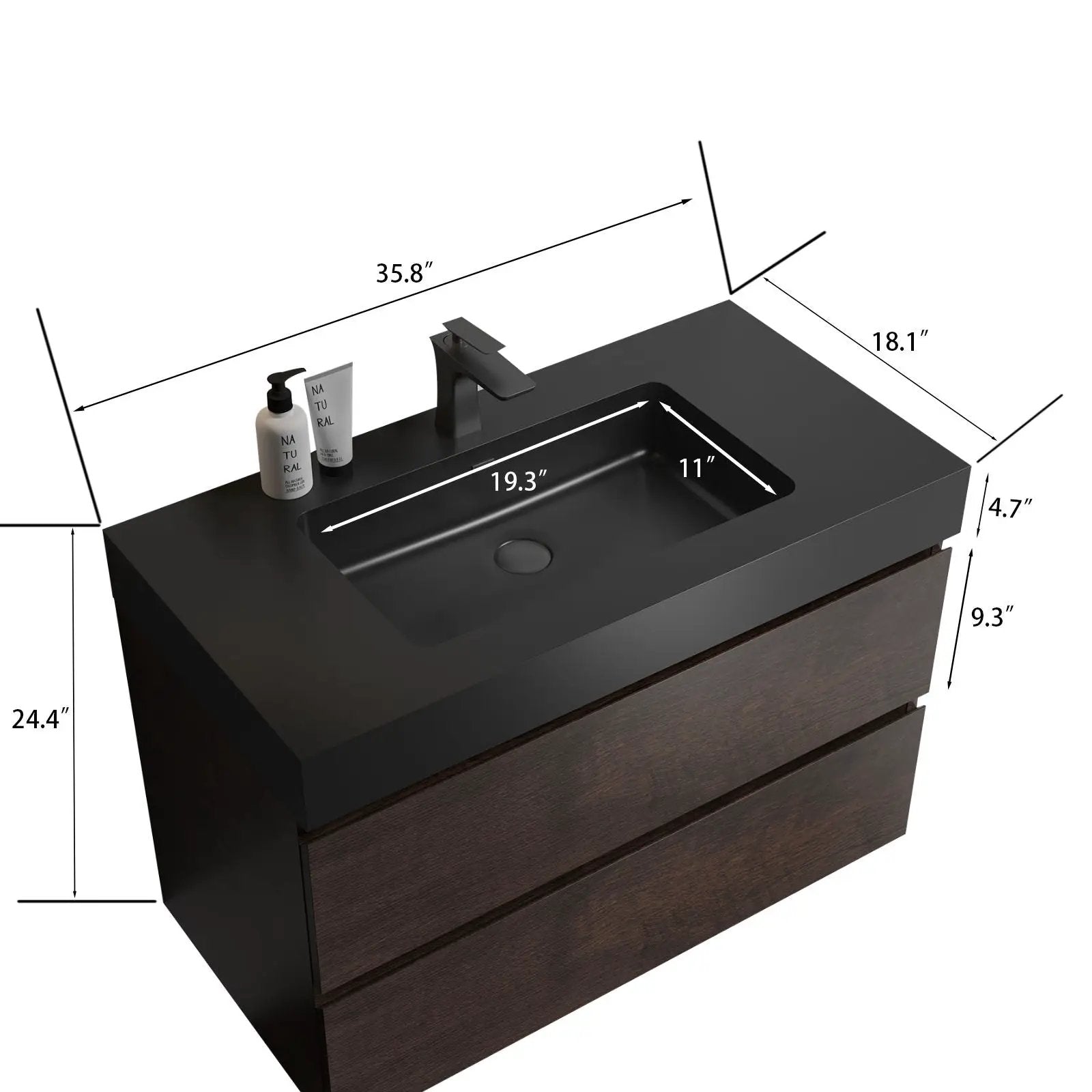 Alice - Bathroom Vanity Wall Mounted With Sink, Large Storage by Unique Piece Furniture