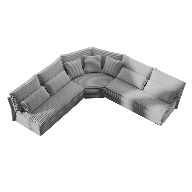 5 Seater L Shaped Sectional Sofa With Curved Corner, 7 Pillows by HouseOfZazla