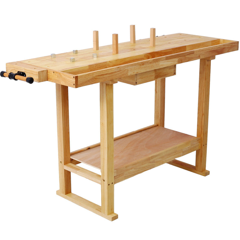 55" Wood Workbench For Garage Workshop And Home - Natural by HouseOfZazla