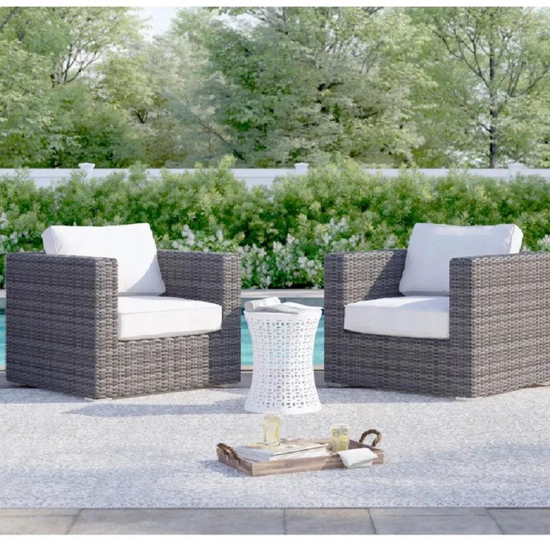 Outdoor Armchairs With Cushions (Set of 2) - Espresso / Gray by Unique Piece Furniture