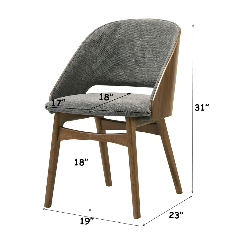 Delmon - Side Chair (Set of 2) - Gray / Walnut by HouseOfZazla
