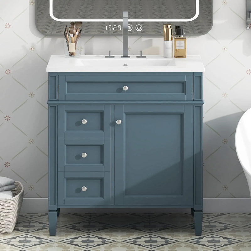 Bathroom Vanity With Top Sink, Storage Cabinet - Blue by HouseOfZazla