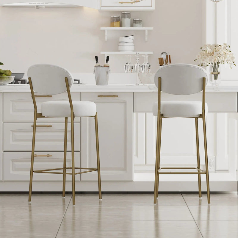 29'' Upholstered Velvet Bar Stools with Backrest & Footrest - Set of 2 by HouseOfZazla