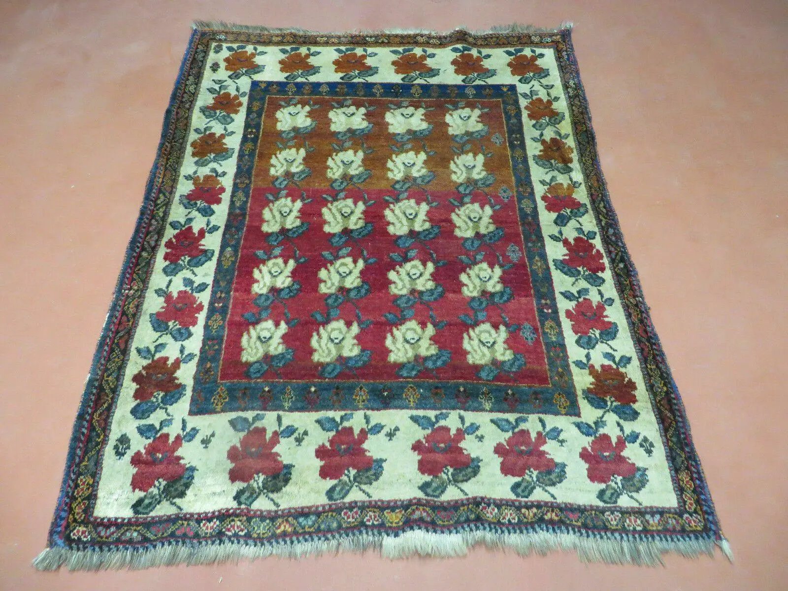 4' X 5' Semi Antique Handmade Fine Turkish Flowers Bouquet Wool Rug Nice by Jewel Rugs