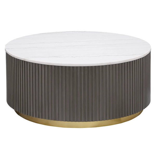 Jason Round White Marble Top Coffee Table Charcoal