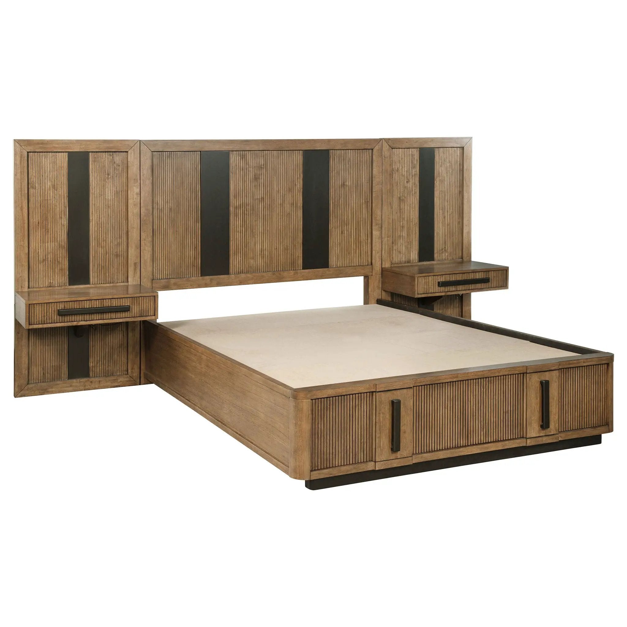 Terrace Queen Wall Panel Storage Bed Ash Brown by Unique Piece Furniture