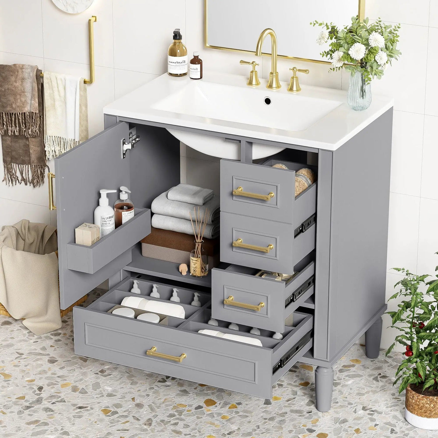 Traditional Bathroom Vanity Set With Soft Close Doors by Unique Piece Furniture