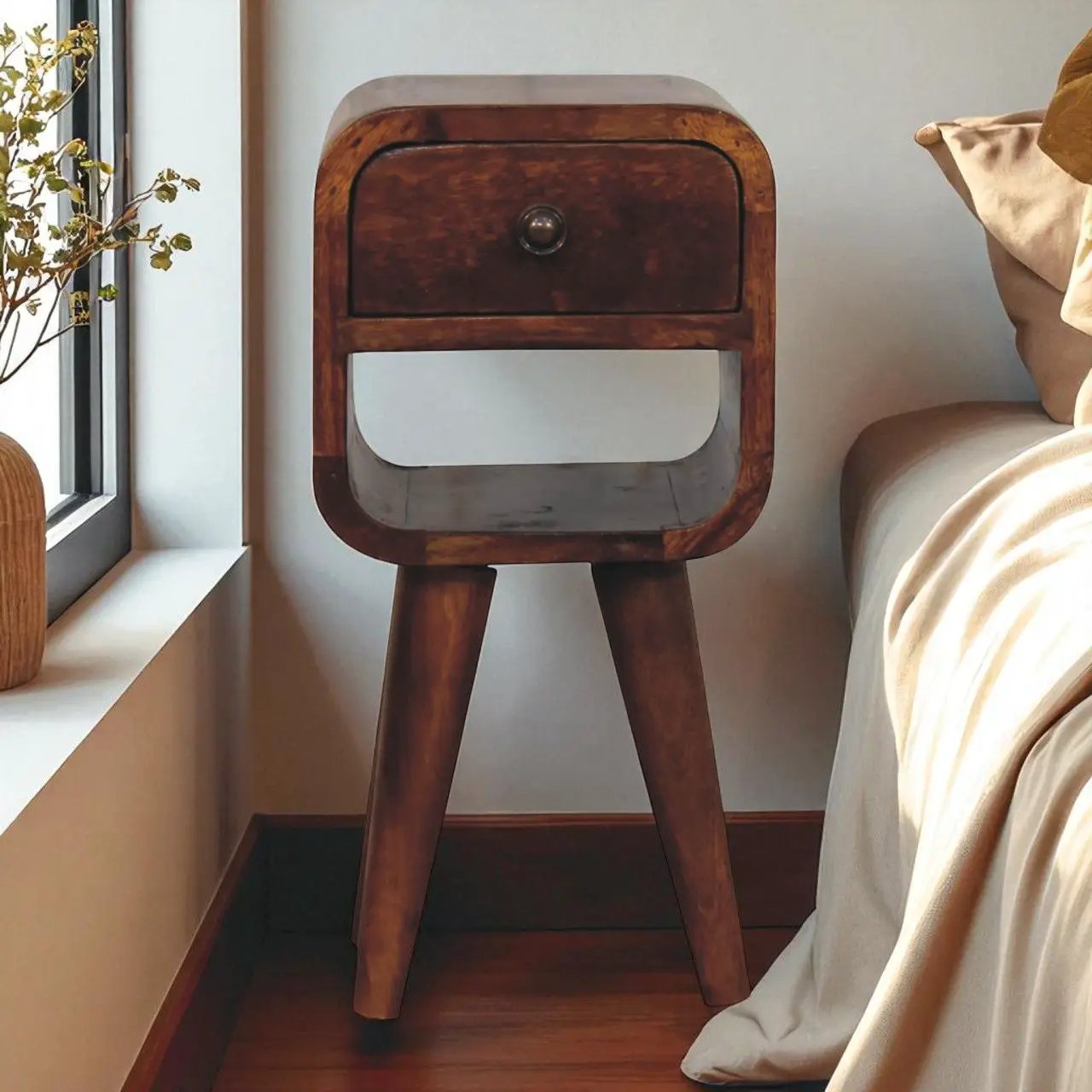 Mini California Curved Nightstand Wth Lower Slot by Unique Piece Furniture