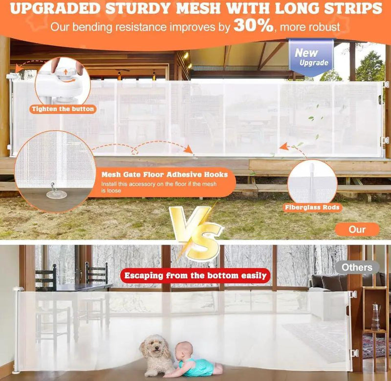 HDUYFYD 120 Inches Extra Wide Retractable Baby Gates, 35" Tall Baby Gates for Large Openings, Upgraded Retractable Gate with Fiberglass, Extra Large P by Selzalot