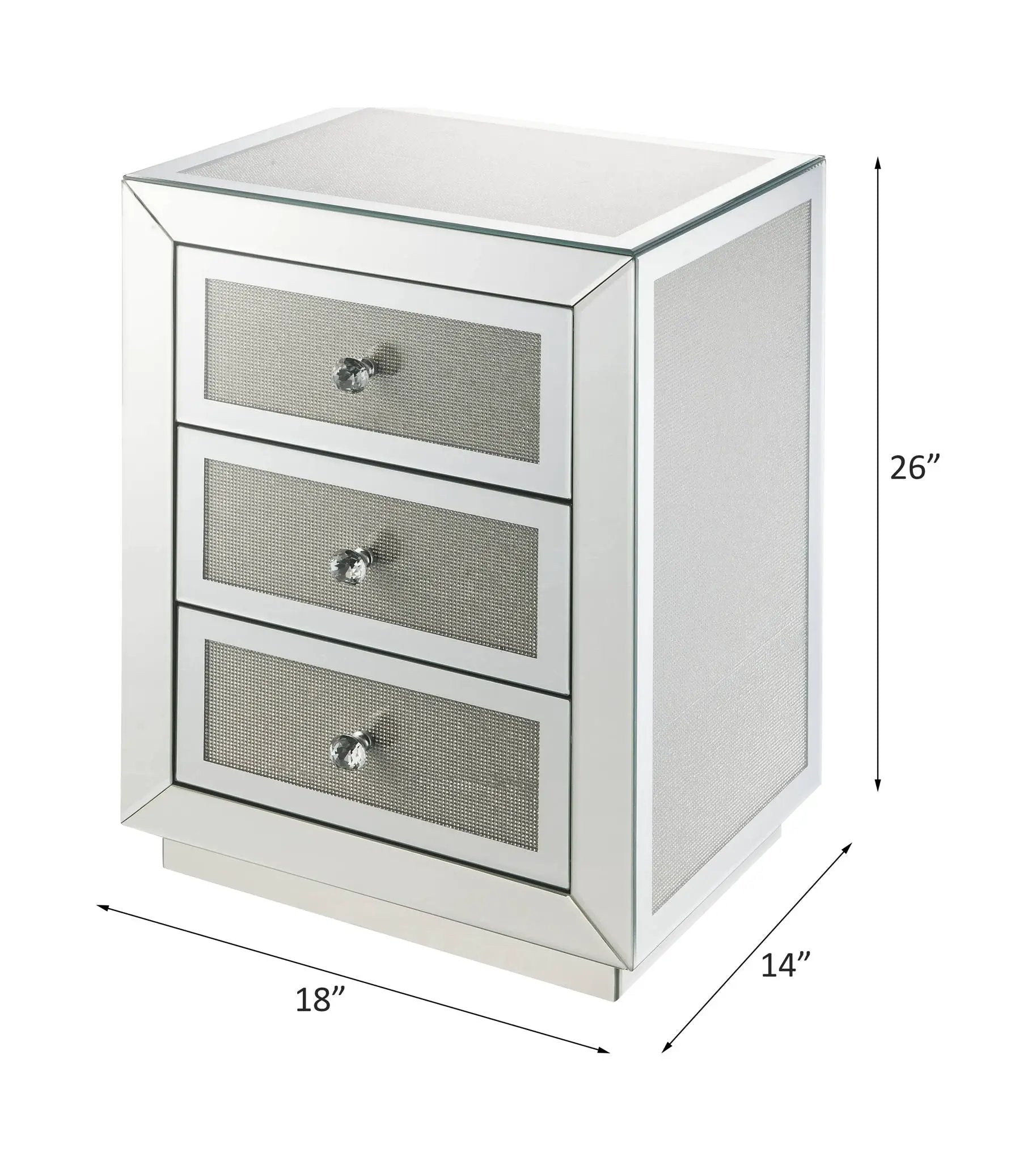 Noralie - 18" X 14" Accent Table - Mirrored & Faux Diamonds by Unique Piece Furniture