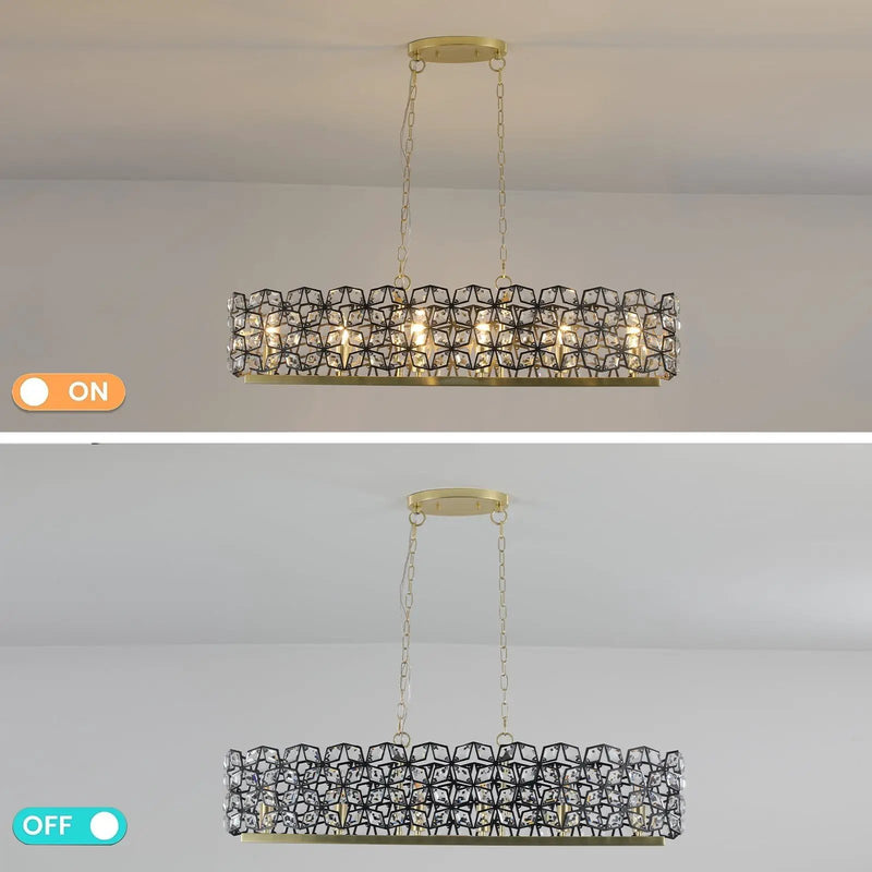 39" Contemporary Crystal and Black-Gold Pendant Chandelier by HouseOfZazla