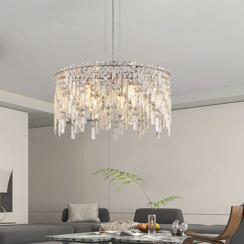 24" Luxurious Round Silver Crystal Chandelier by HouseOfZazla