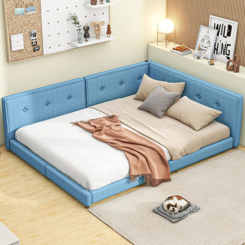 Modern Upholstered Platform Bed With USB Ports And LED Belt by Unique Piece Furniture