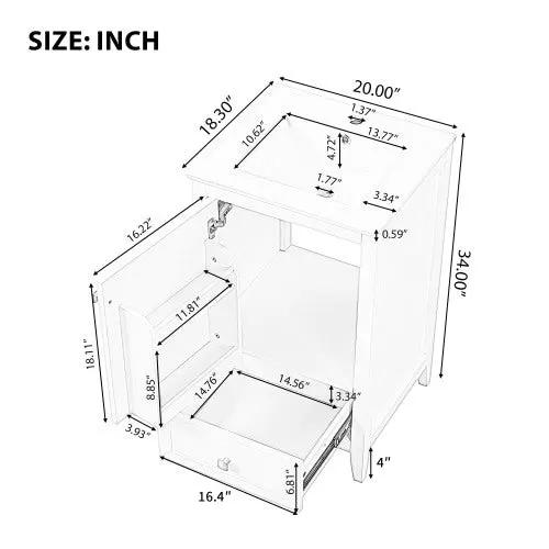 20" Bathroom Vanity with Sink, Storage Rack, and Soft Closing Door - Grey by HouseOfZazla