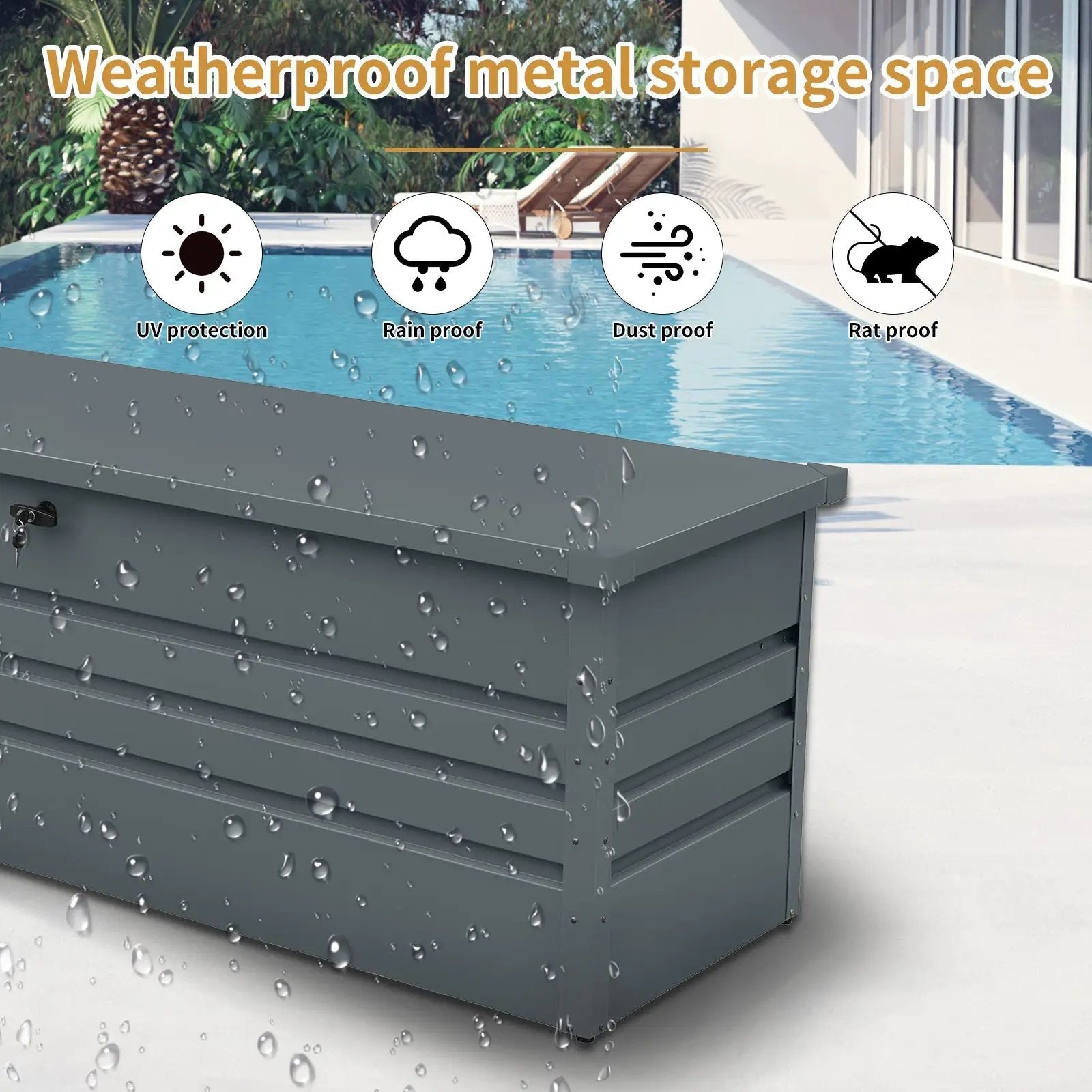 260 Gallon Metal Outdoor Deck Box Waterproof by HouseOfZazla
