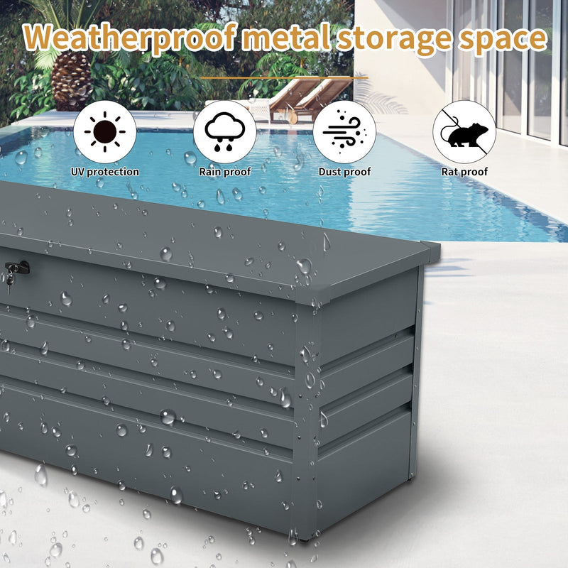 260 Gallon Metal Outdoor Deck Box Waterproof by HouseOfZazla