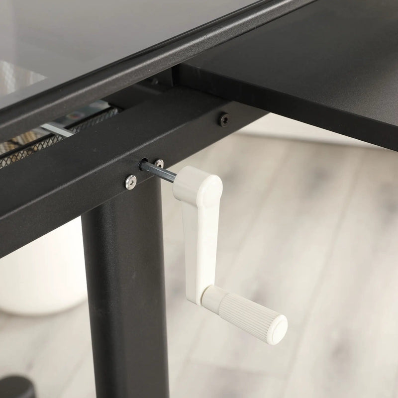 Hand Crank Adjustable Drafting Table Drawing Desk With 2 Metal Drawers With Stool by Unique Piece Furniture