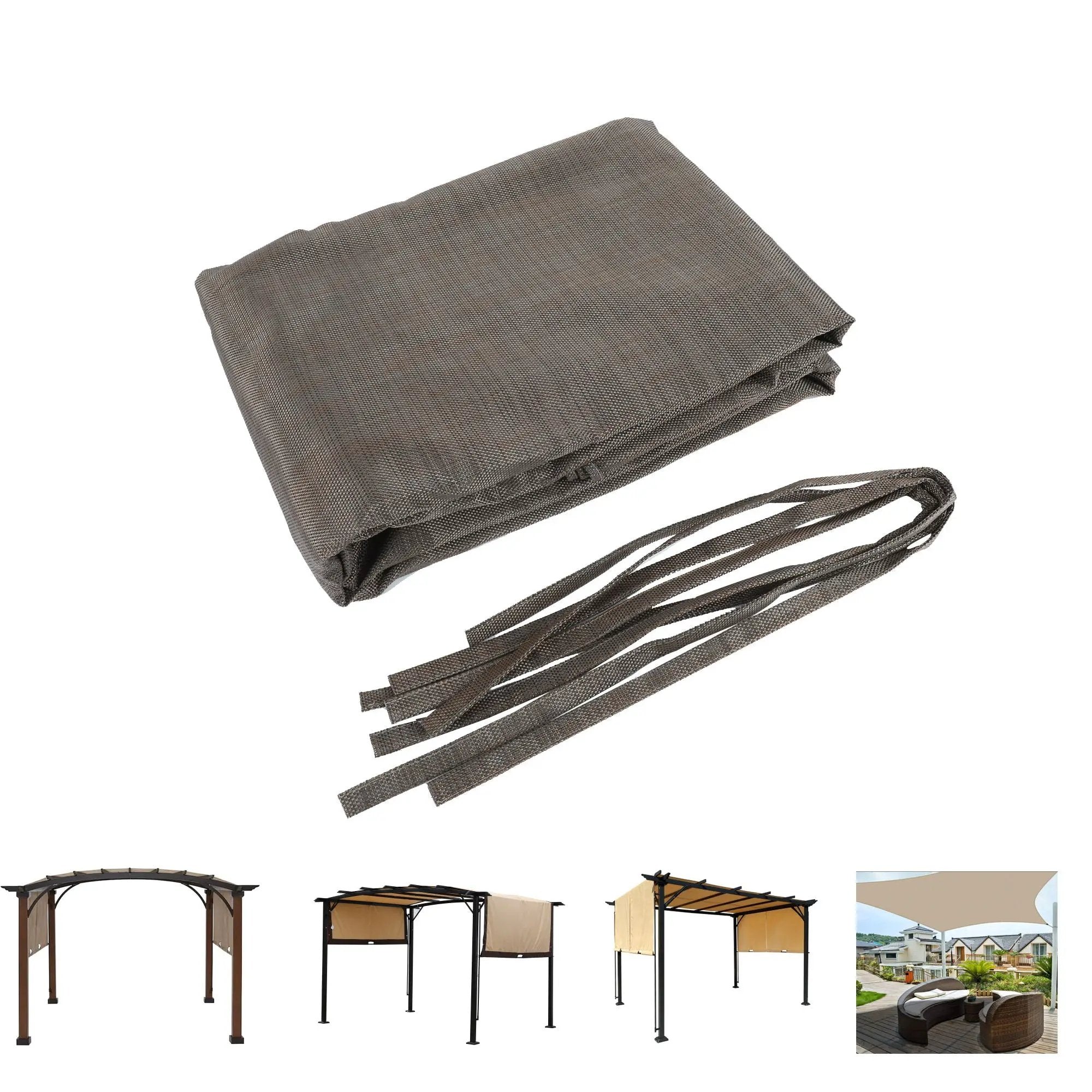 13' X 7.7' Outdoor Pergola Sun Shade Cover Cloth Patio Canopy Hdpe Permeable With Grommets - Brown by Unique Piece Furniture