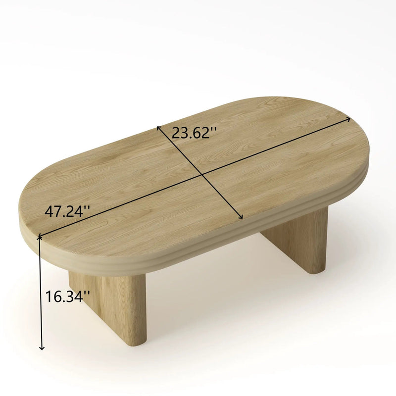Oval Fluted Coffee Table - Natural by Unique Piece Furniture