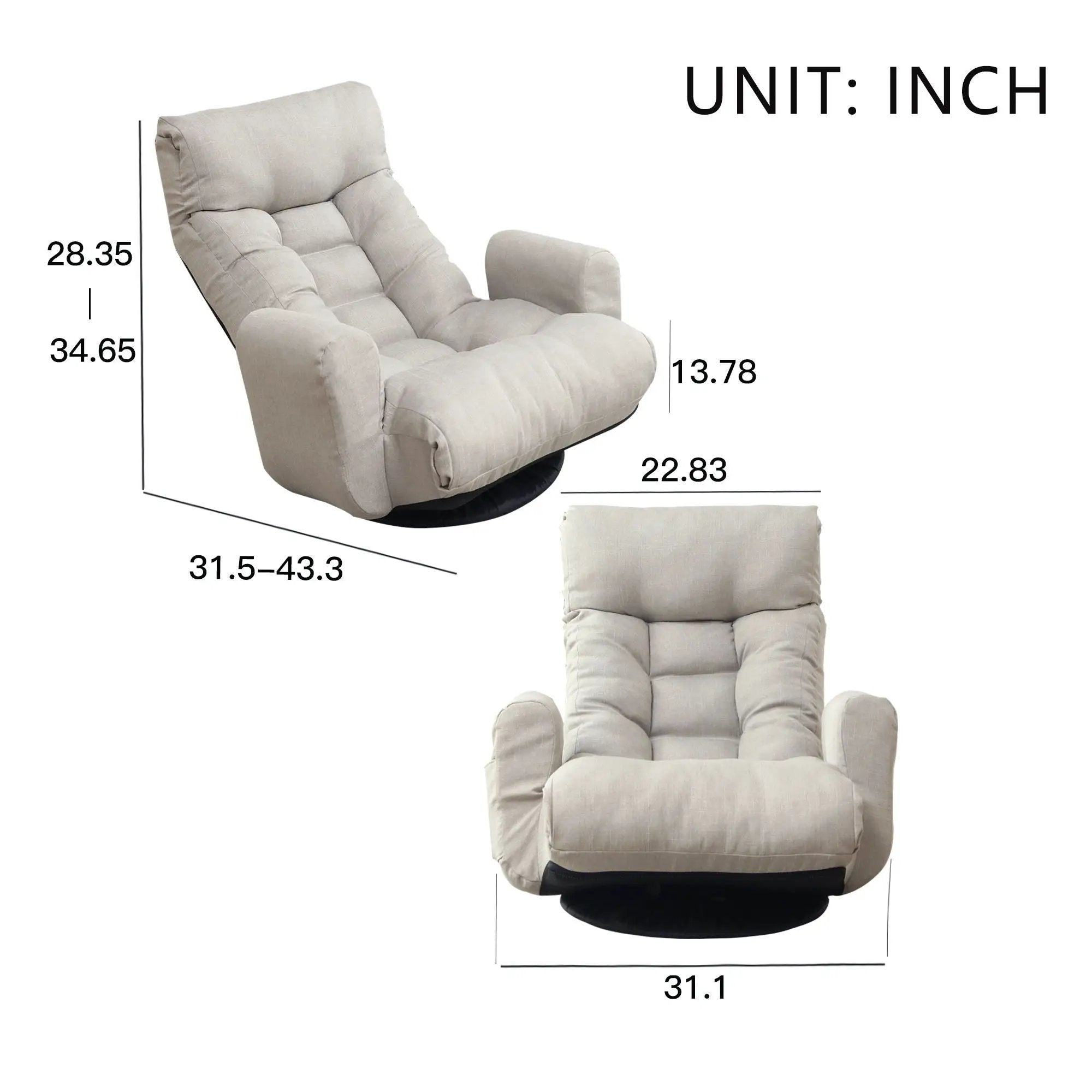 Modern With Metal Frame Swivel Game Lounge Chair With Adjustable Headrest And Waist Support, 360 Degree Rotatable Leisure Chair For Living Room - Gray by HouseOfZazla