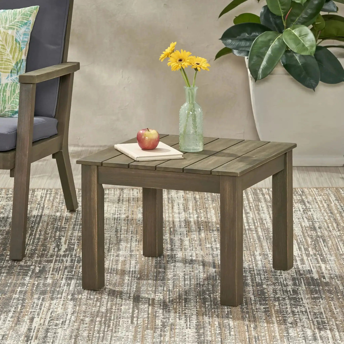 Halcyon Outdoor Side Table With Slat Design by HouseOfZazla