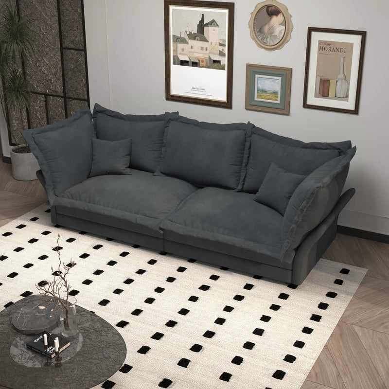 Modern Comfy Upholstered Sofa Cloud Couch, Deep Seat Couches With Multiple Large Soft Pillows by HouseOfZazla