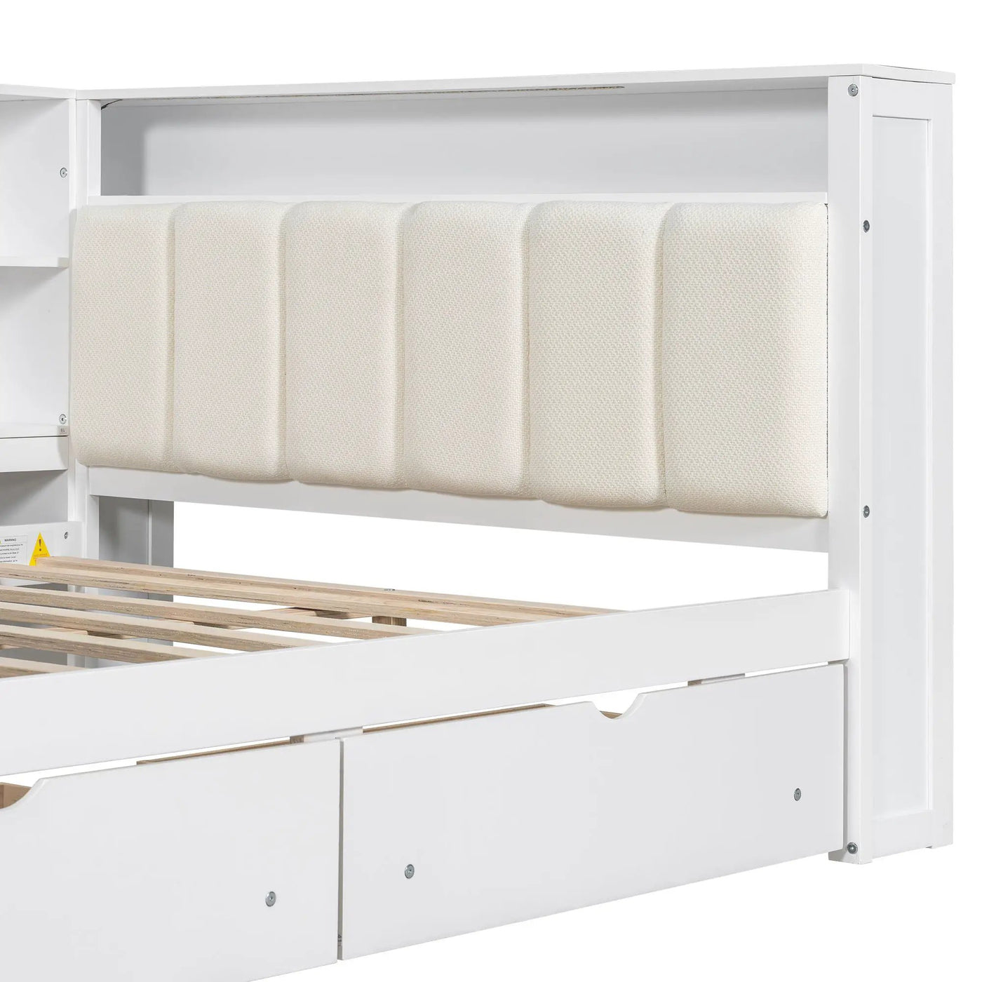 Platform Bed With Storage Shelves, Drawers, Charging Station, LED, Desk by HouseOfZazla