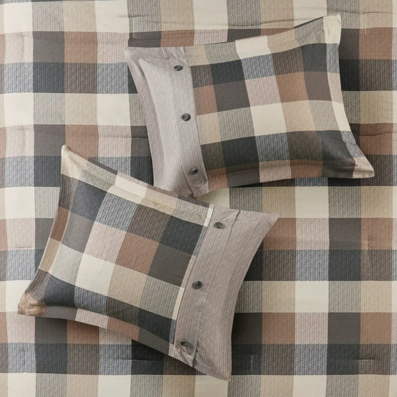 7 Piece Herringbone Comforter Set Neutral Queen by HouseOfZazla