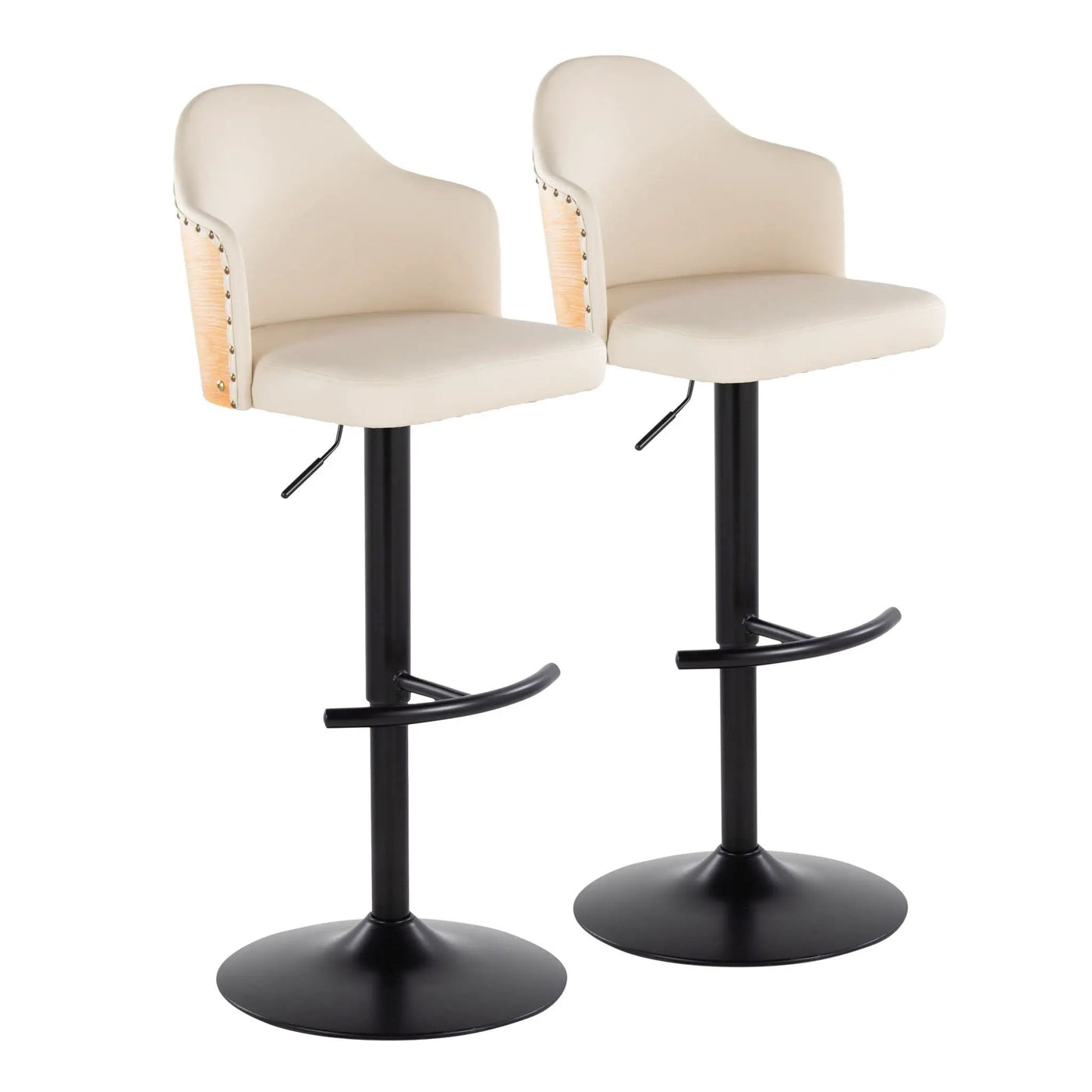 Ahoy - Contemporary Adjustable Barstool, Swivel With Rounded T Footrest (Set of 2) by HouseOfZazla