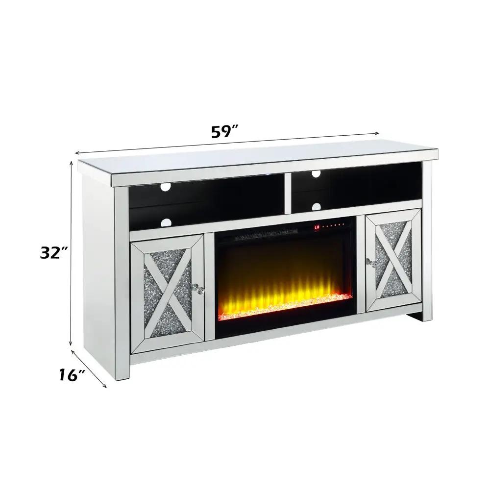 Noralie - 32" TV Stand With Fireplace - Mirrored & Faux Diamonds by Unique Piece Furniture