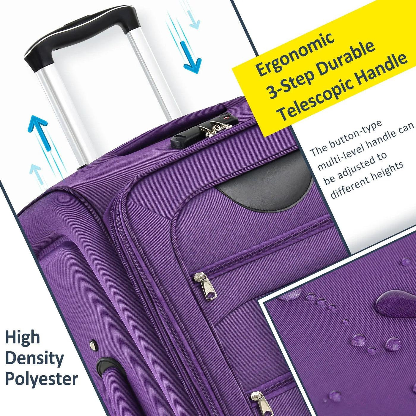 Softside Luggage Expandable 3 Piece Set Suitcase Upright Spinner Softshell Lightweight Luggage Travel Set by HouseOfZazla