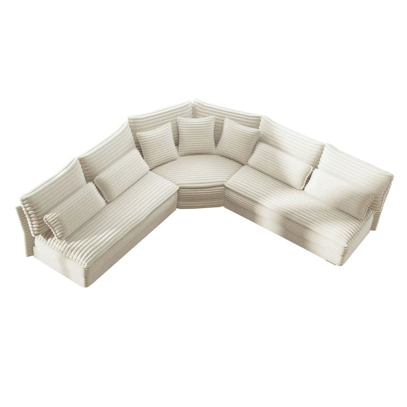 5 Seater L Shaped Sectional Sofa With Curved Corner, 7 Pillows by Unique Piece Furniture