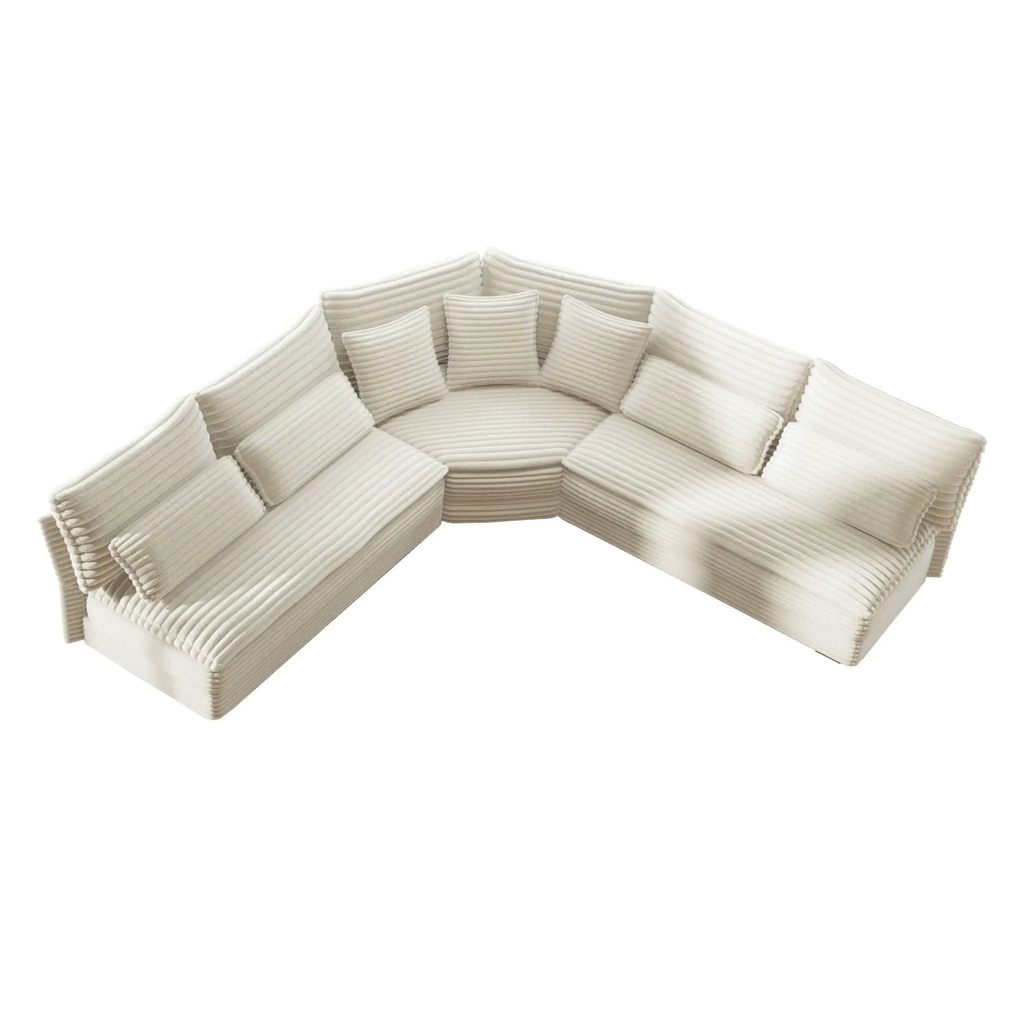 5 Seater L Shaped Sectional Sofa With Curved Corner, 7 Pillows by HouseOfZazla
