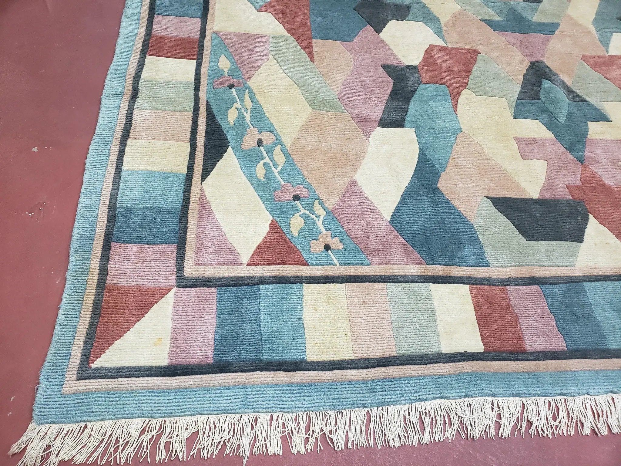 Contemporary Indian Nepalese Area Rug 8x11, Wool Hand-Knotted Modern Multicolor Nepali Abstract Carpet 8 x 11 Soft Playroom Nursery Room Rug by Jewel Rugs
