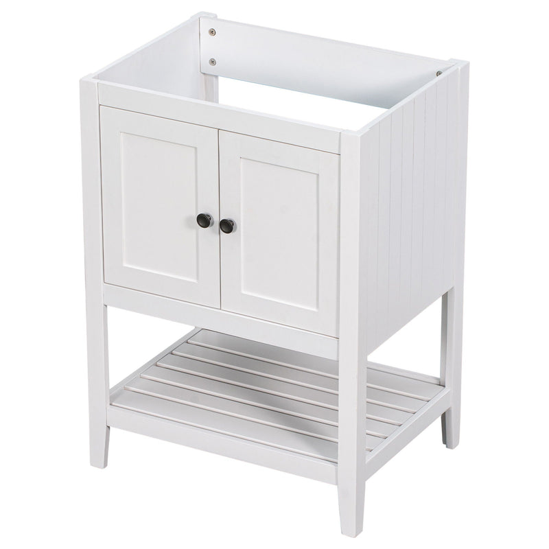Bathroom Vanity Base Only, Soild Wood Frame, Bathroom Storage Cabinet With Doors And Open Shelf by HouseOfZazla
