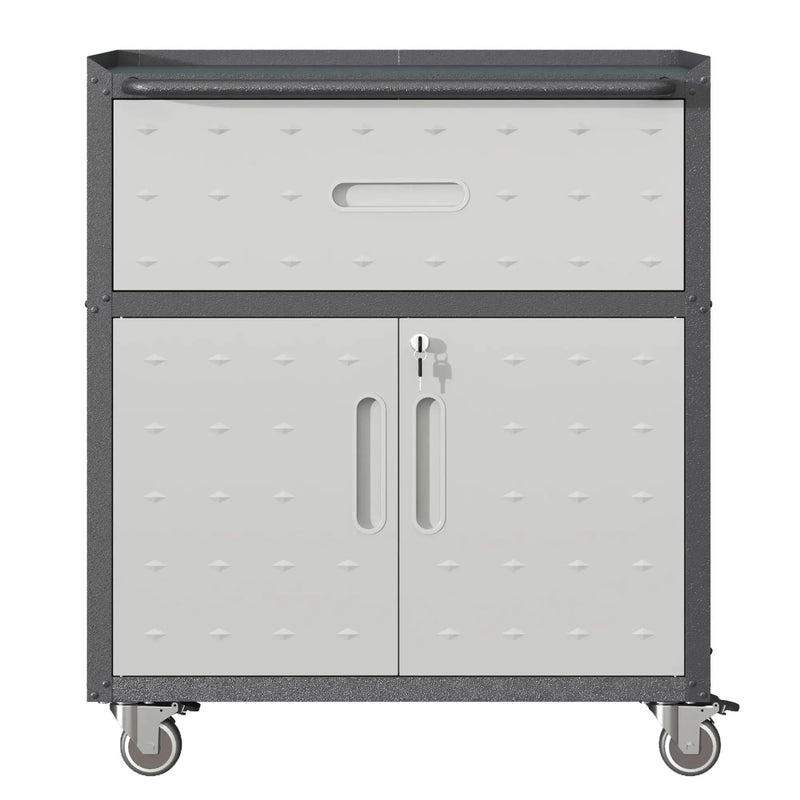 Sturdy And Durable Metal Tool Cabinet For Garage With Wheels Mobile Heavy Duty Storage Cabinet With 1 Drawer And 2 Locking Doors by HouseOfZazla