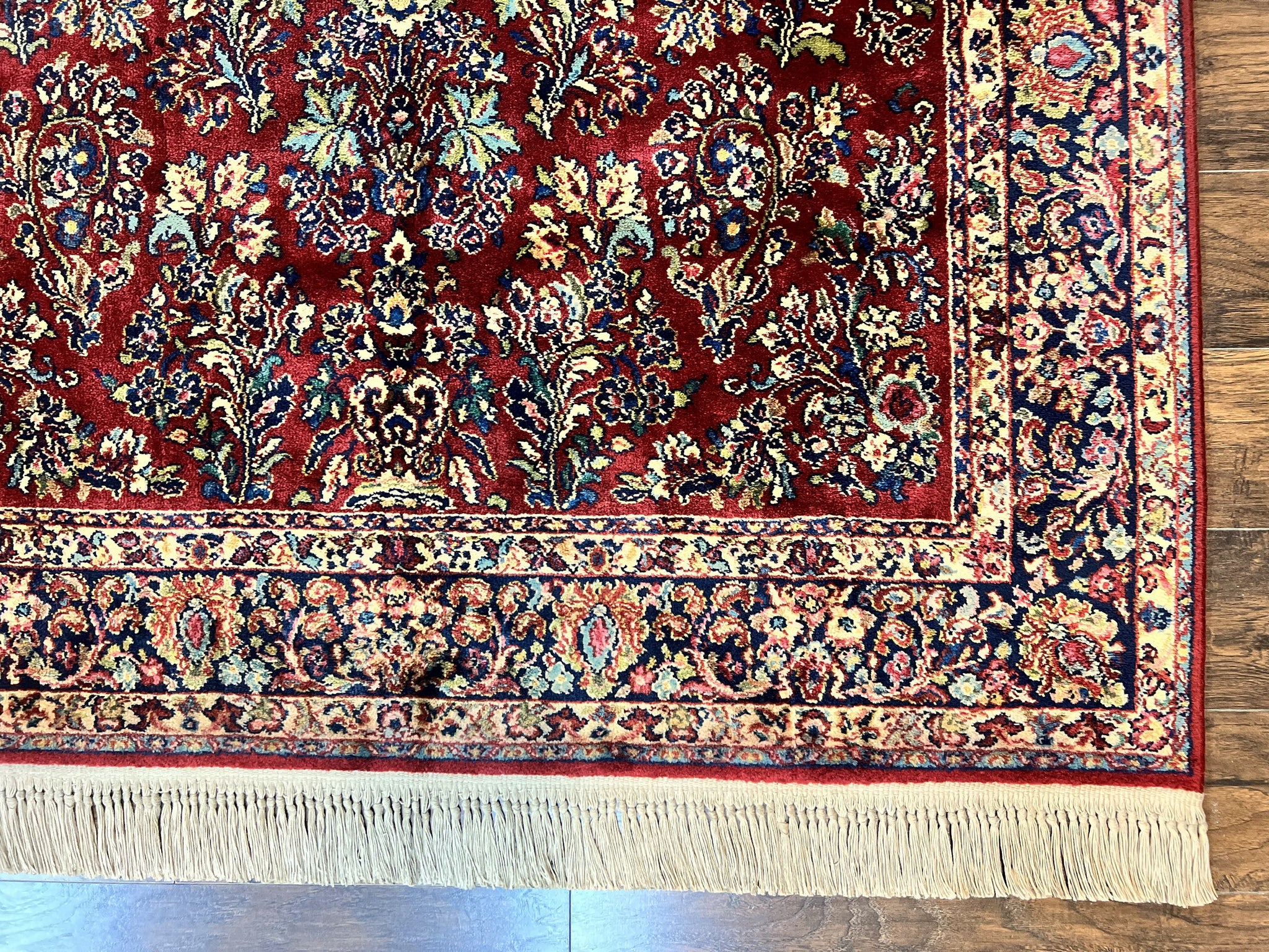 Karastan Rug 5.9 x 9 Red Sarouk #785, Wool Original 700 Series, Vintage by Jewel Rugs