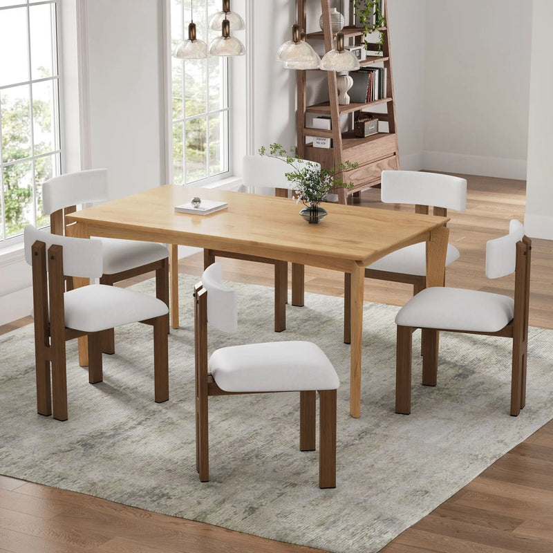 7 Piece Dining Set With Upholstered Armless Chairs And Table by HouseOfZazla
