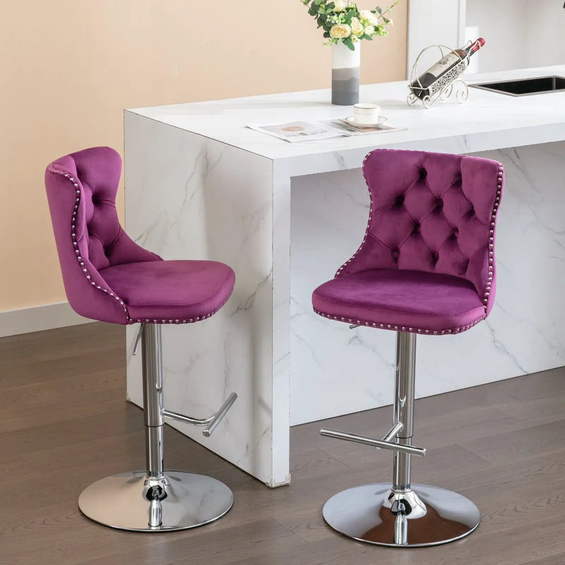 Swivel Adjustable Height Barstools Set of 2 by HouseOfZazla