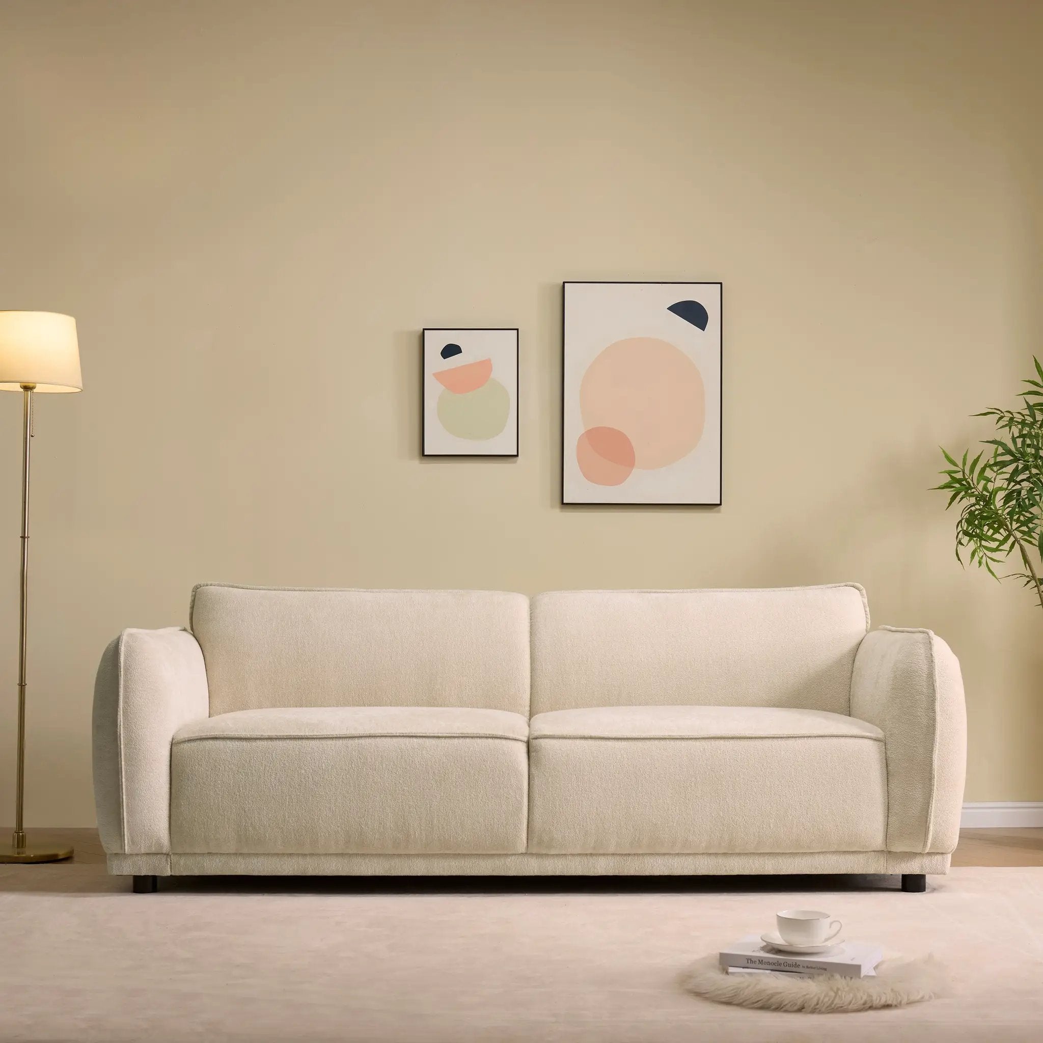 Oslo 84" Round Arm 3 Seater Modern Upholstered Boucle Sofa by HouseOfZazla