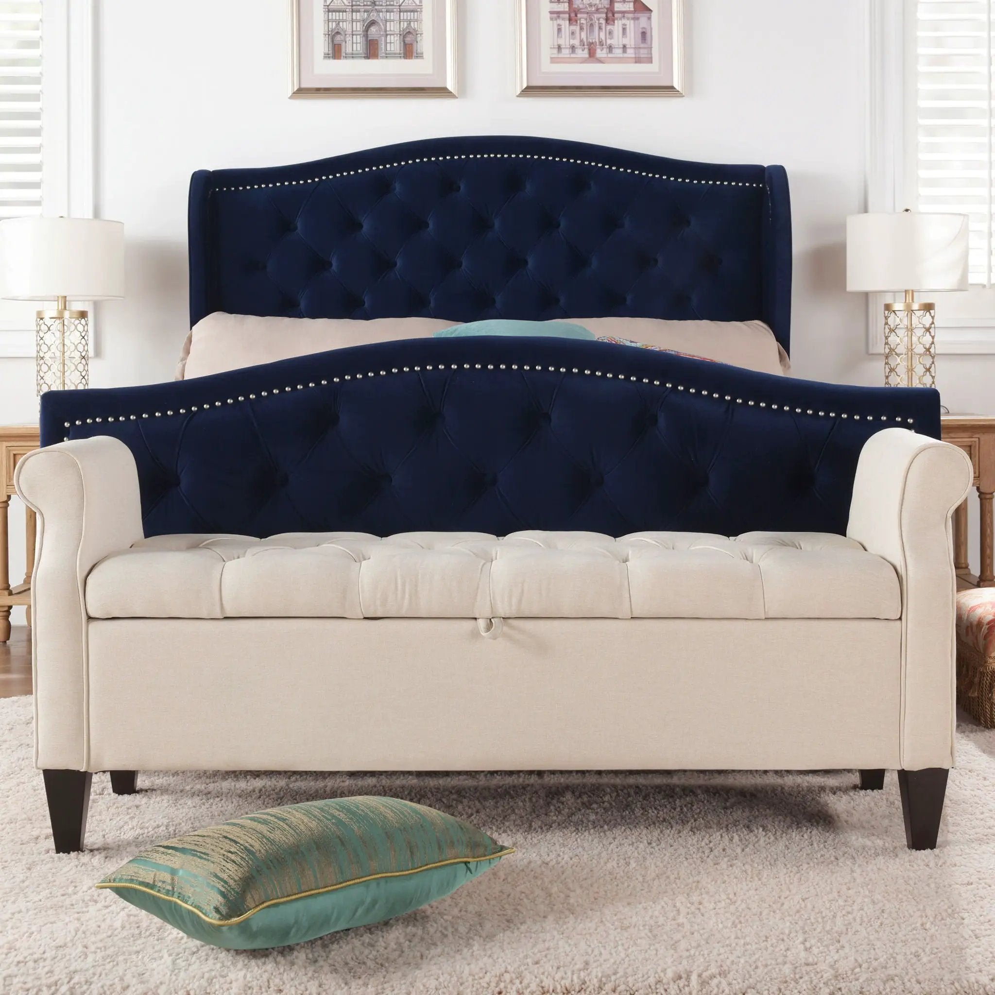 Jacqueline - Tufted Roll Arm Storage Bench by Unique Piece Furniture