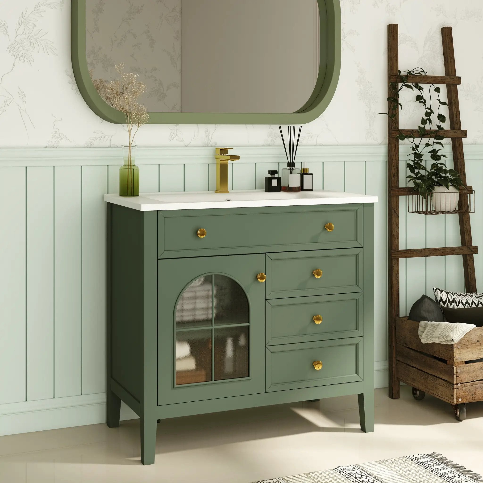 35.6" Mid-Century Bathroom Vanity Sink by HouseOfZazla