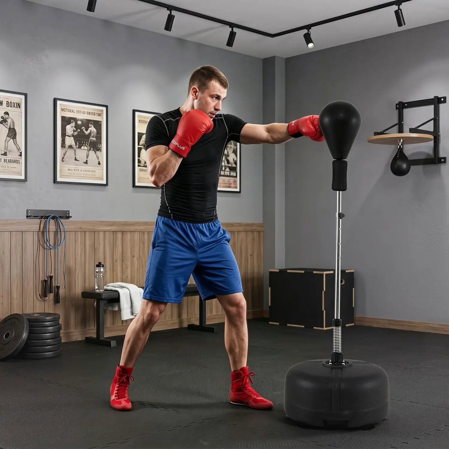Height Adjustable Punching Bag with Stand for Teens & Adults by DirectDeals