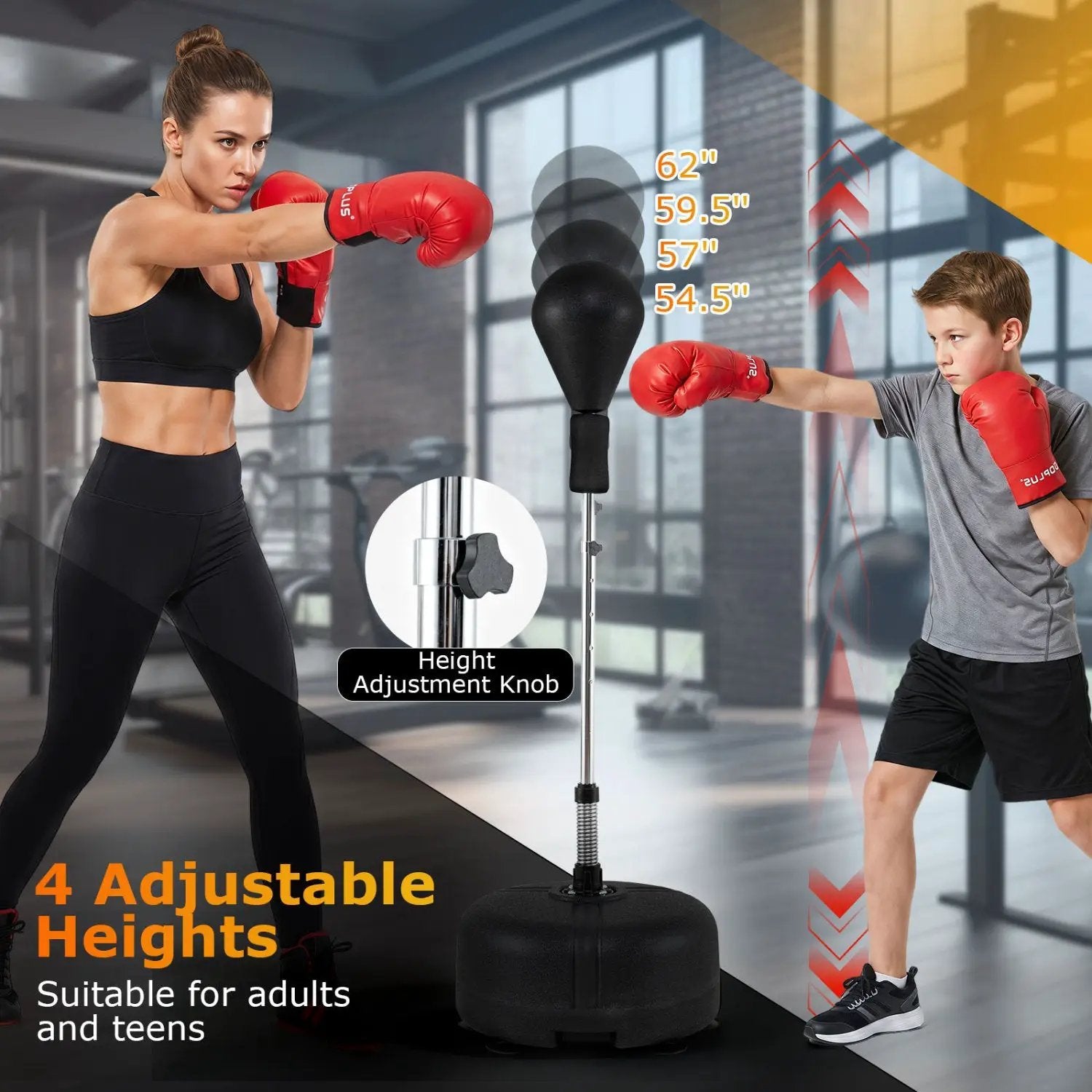 Height Adjustable Punching Bag with Stand for Teens & Adults by DirectDeals