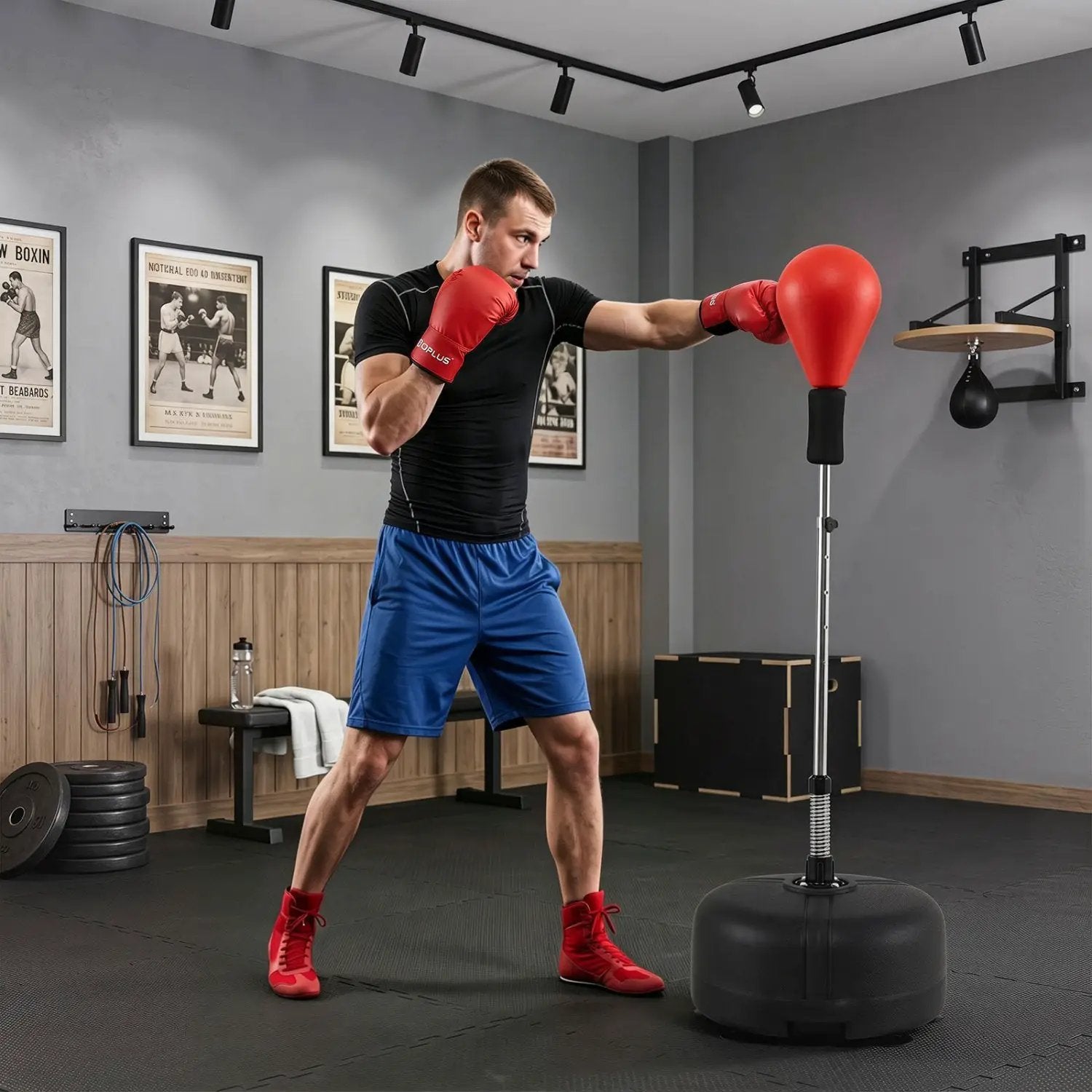 Height Adjustable Punching Bag with Stand for Teens & Adults by DirectDeals