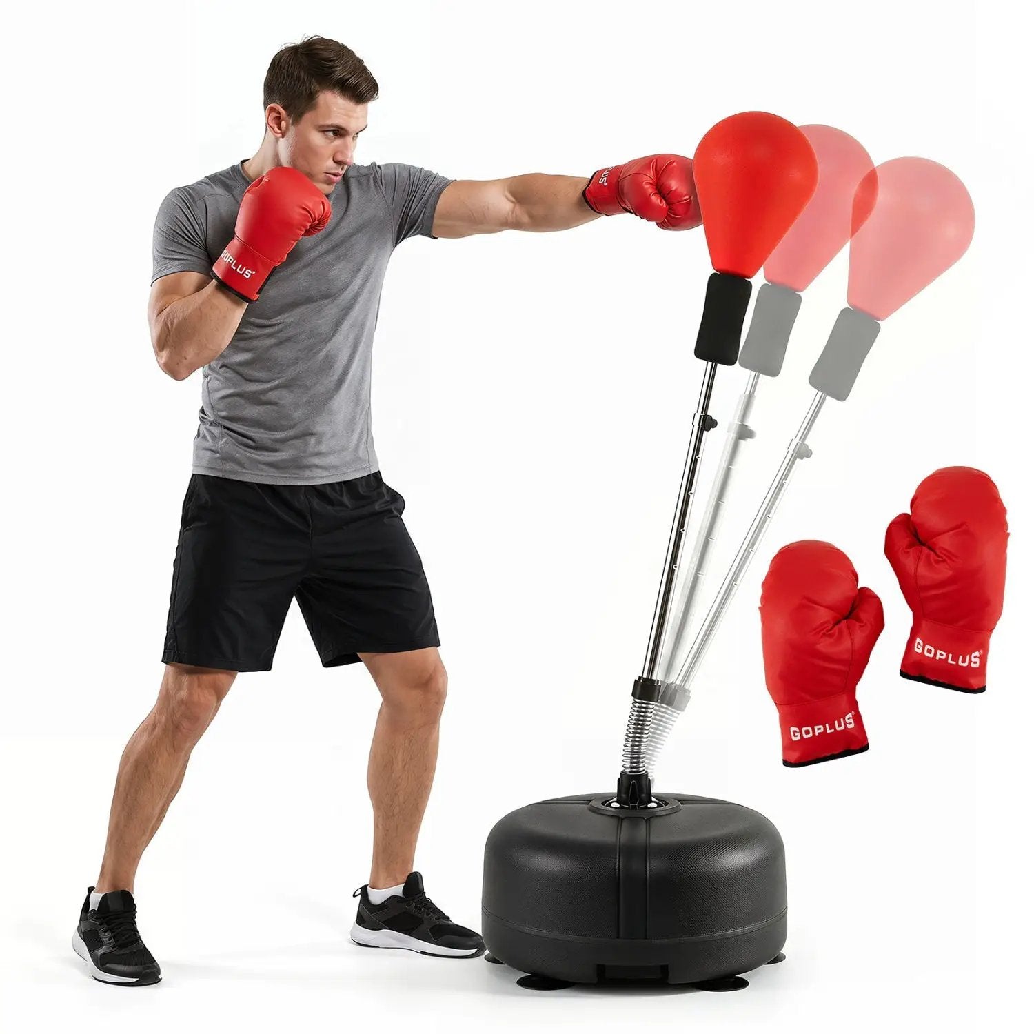 Height Adjustable Punching Bag with Stand for Teens & Adults by DirectDeals