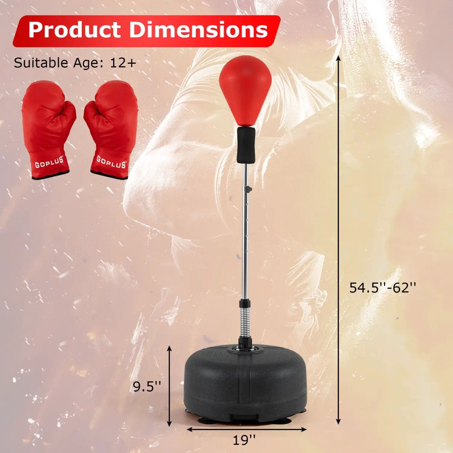 Height Adjustable Punching Bag with Stand for Teens & Adults by DirectDeals