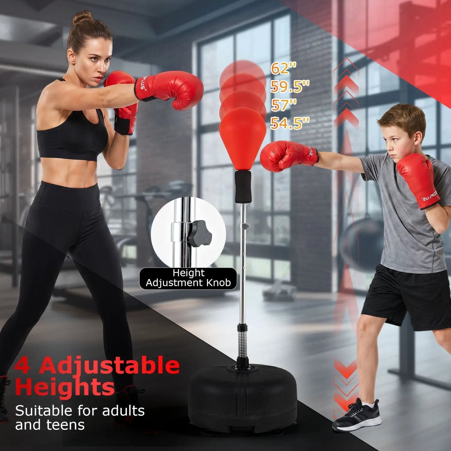 Height Adjustable Punching Bag with Stand for Teens & Adults by DirectDeals